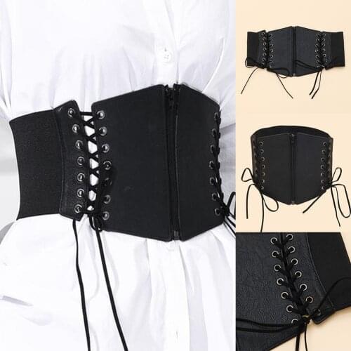 Waist Seal Women Corset Wide Belts PU Leather Slimming Body Belts Black Elastic Waist Belt Waistband Ladies Clothing Accesoories