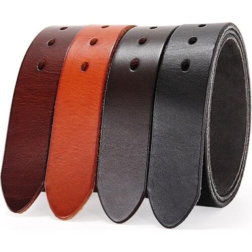 100% Pure Cowhide Belt Strap3.8CM No Buckle Genuine Leather Belts with Holes Retro Style Jeans Cowboy