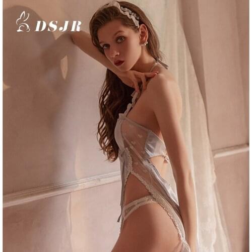 Silk Sexy Dress Cosplay Lingerie Women Exotic Floral Lace Baby Dolls Couples Game Costume Passion Lenceria Erotica Mujer Sexi