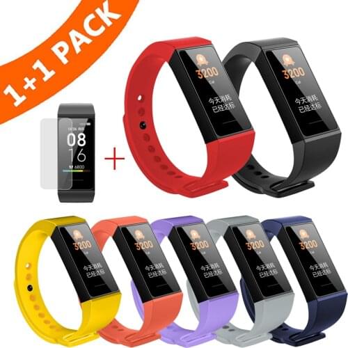 Silicone Wrist Strap for Xiaomi Redmi Band Smart Bracelet Wristband for Redmi Band Strap with Protective Film Screen Protector