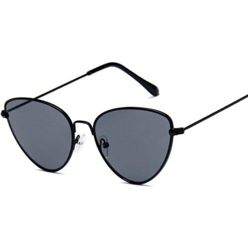 Fashion Cat Eye Sunglasses Women Vintage Black Sexy Cateyes Design Sun Glasses For Female Metal Frame Ocean Mirror Oculos De Sol