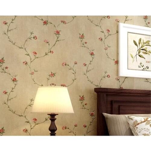 Beibehang Modern Pastoral floral wallpaper classic pink wallpaper flower non-woven wallcovering yellow papel de parede wallpaper