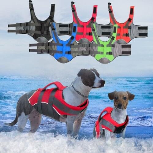 Summer Pet Dog Life Jacket Solid Color Lightweight Breathable Bulldog Dogs Life Vest Jacket Clothes Safety Swimming Suit