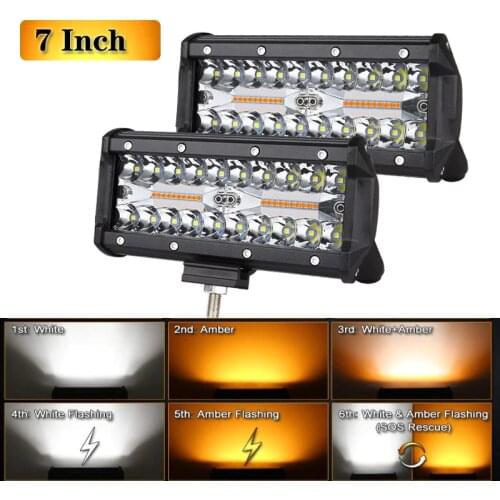 4inch/7inch Led Light Bar 12v 24v Strobe 2 Color 6 Mode Spot Flood Fog LED Work Lamp For Auto Car Truck 4x4 Off Road Accessories