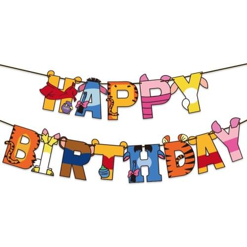 Disney Winnie the Pooh Theme Banner Pull Flag Happy Birthday Party Decoration Cake topper Baby Shower Supplies Kids Gift