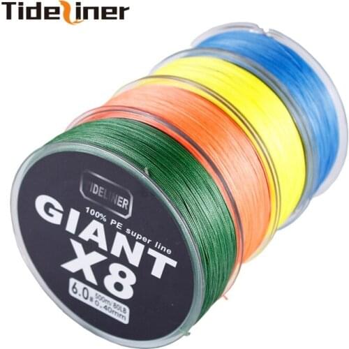 Tideliner 500M 546Yards PE Braided Wire Fishing Line 8 Strands 0.10mm-0.40mm 8LB-60LB Japan Strong Multifilament Fiber Line