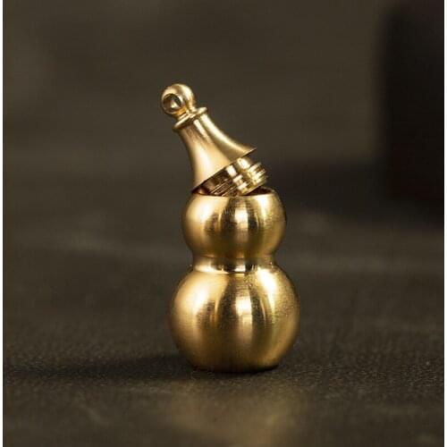 Vintage Brass hollow gourd craft DIY Pendant ornament Miniature Fitting Keychain Pendant Accessories a1071