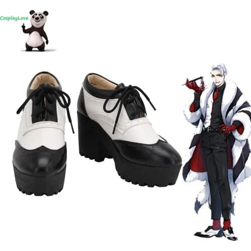 Twisted Wonderland Divus Crewel Black White Shoes Cosplay Long Boots Custom Made For Halloween Christmas