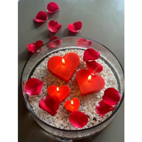 Mysterious Home Heart Candles Valentine Special 4'lü Set