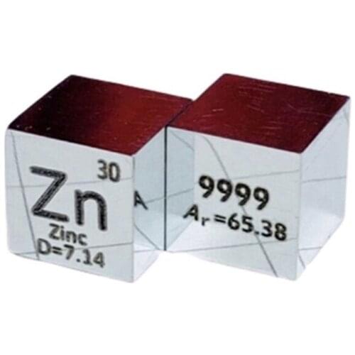 MIRROR POLISHED Zinc Metal 10mm Density Cube 99.99% Pure for Element Collection