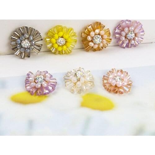 4pcs Korean female Fairy style Crystal Beads Earrings for Women woven small flowers DIY jewelry earrings accessories materials