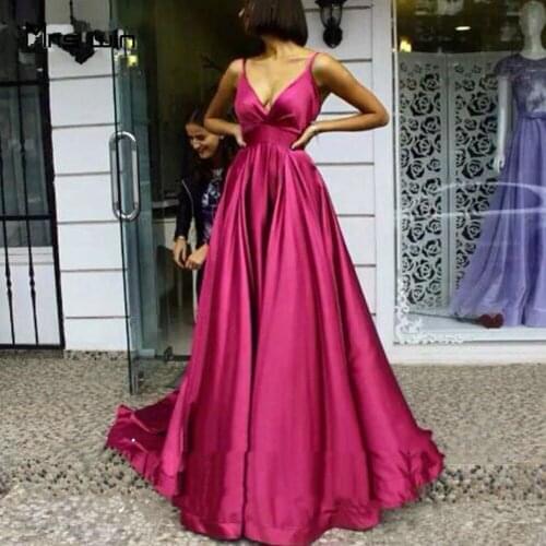 Mrs Win Evening Dress Backless V-neck Sling A Line Long Evening Dresses For Women Plus Size Elegant De Soiree Under 50 HR271