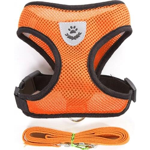 Hot Cats Dogs Harness Vest Paw Paint Small Dog Harness Breathable Mesh Pet Harness and Leash Set for French Bulldog Pet Supplies