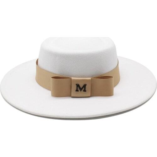 Winter Fedora Hat M Logo Bowknot Ribbon Accessories Fedora Hat Mens Panama Ladies Dome Hat шапка женская