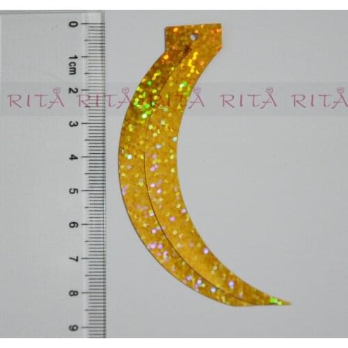 100pcs 85*16mm Sickle Reaphook Cat Tail Shape Laser Golden Sequin Paillette Sewing,Wedding Craft,Kids DIY Garment Accessory