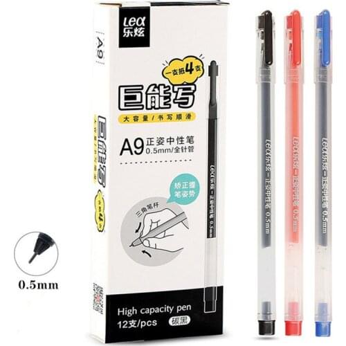12pcs/Box High Quality Gel pen Student Positive Posture Large Capacity Signature Pen Office Pen Student Stationery Pen