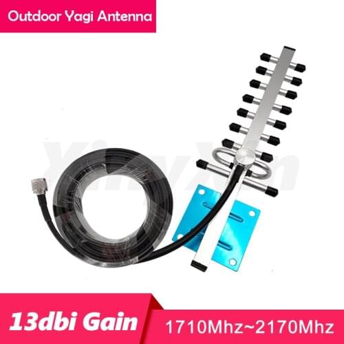 13dBi 1710-2170 DCS 2G 1800Mhz 2100MHz Yagi Antenna with N connector 10m cable outdoor antenna for Cell Phone Signal Repeater