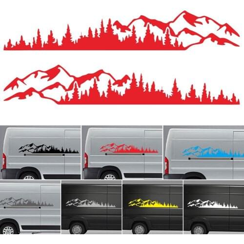2PCS Mountain Forest Vinyl Car Sticker for Truck Window Bumper Auto Door Decals Laptop Kayak Vinyl Decoration Car Body Sticker