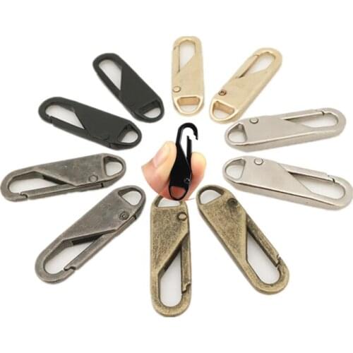 2 Pcs Metal Zipper Head Zipper Pull Fixer Zipper Slider Zipper Repair Kits DIY Handmade Sewing Craft Bag Zipper Tag Repair Tool