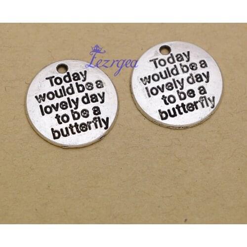 20pcs/lot--20mm, Antique silver plated Today would be a lovely day to be a butterfly charms,DIY supplies,Jewelry accessories