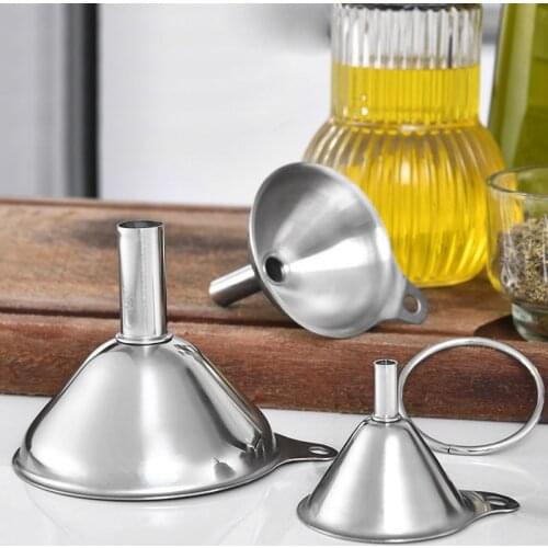 3Pcs Essentail Oil Tools Durable Spices Wine Flask Filter Funnels Kitchen Gadgets Household Portable Mini Funnel Stainless Steel