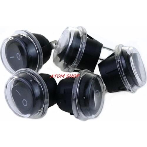 5 x KCD1-2 Round Black 2 Pin SPST ON-OFF Rocker Boat Switch 12V Snap + Waterproof Coat YUANZUO