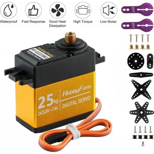 25KG Digital Servo Waterproof Metal Steering Gear For RC Car Boat Robot Drone High Torque With Two Metal Arms