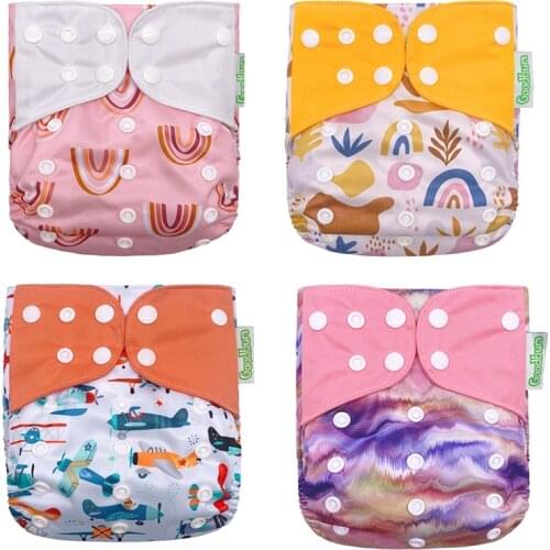 Baby cloth diapers Reusable Washable Printed Diapers One size fit all Double Pocket Baby Nappies Suede Cloth Inner Diaper Cover