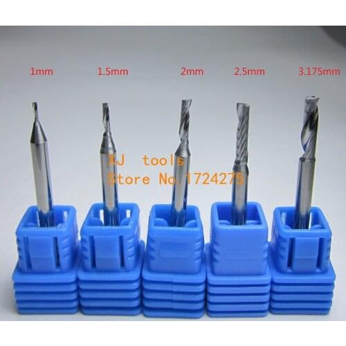 5pcs diameter 1mm 1.5mm 2mm 2.5mm 3.175mm Tungsten Carbide single 1 Flute End milling cutter CNC Bits for Acrylic cutting tool