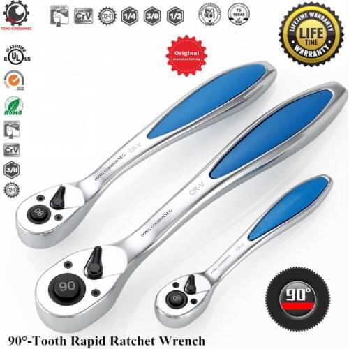 90 Teeth 1/4" 3/8" 1/2"inch Ratchet Wrench Ratchet Socket Wrench Tool Plate Ratchet Handle Wrench,Sleeve Wrench Auto Repair Tool