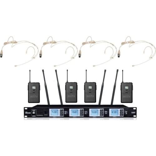 Bolymic Beige headset wireless microphone 4 headset microphone system professional microphone for meeting church school