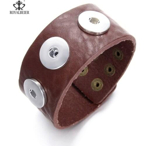 Rhinestone Style Black PU Leather Snap Bracelet/Bangle Magnet Buckle Fit 18mm Snap Button 20mm Snap Jewelry SZ0576