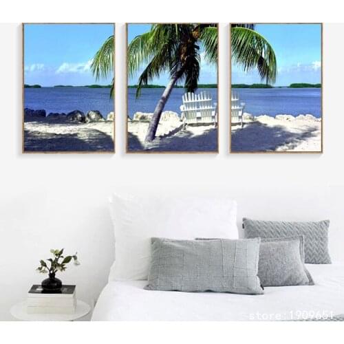 Cotton no frame coconut beach seascape canvas printings oil painting printed on cotton home home wall art decoration pictures