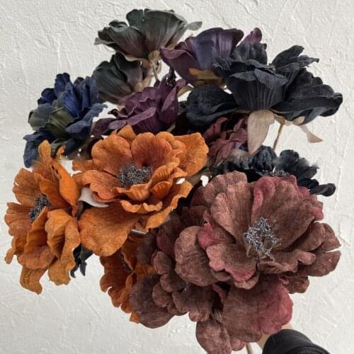 2021 Vintage Peony Artificial Flowers Bouquet Fake Retro Peony Flowers Arrangement Home Decor Living Room Decoration Accessories