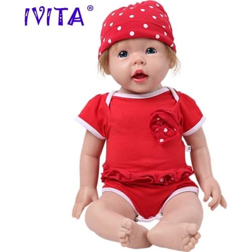 IVITA WG1515RH 50cm 4kg 100% Realistic Full Silicone Reborn Baby Doll Soft Lifelike Toys with Hair for Children Christmas Gift