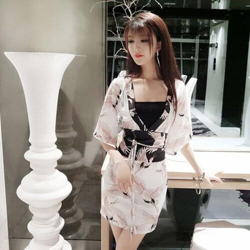 Kimono Yukata Japanese Silk Robe Kimono Asian Sexy Cosplay Costume Geisha Dress Temptation Female Traditional Japanese Kimono