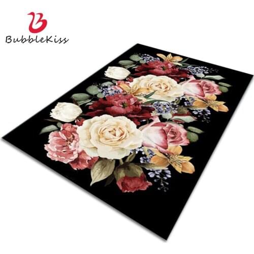 Bubble Kiss Classical Style Carpet For Bedroom Color Floral Pattern Rugs Black Living Room Floor Mats Customized Anti Slip Pad