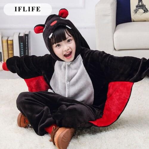 Onesie Hooded Bat Children Pijama Kids Animal Cosplay Pajamas One Piece Sleepwear Halloween Costume Jumpsuit