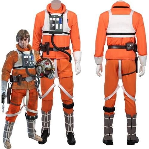 Luke Skywalker Pilot Cosplay Costume Jumpsuit Uniform Full Suit Outfits Adult Halloween Carnival Party Costume