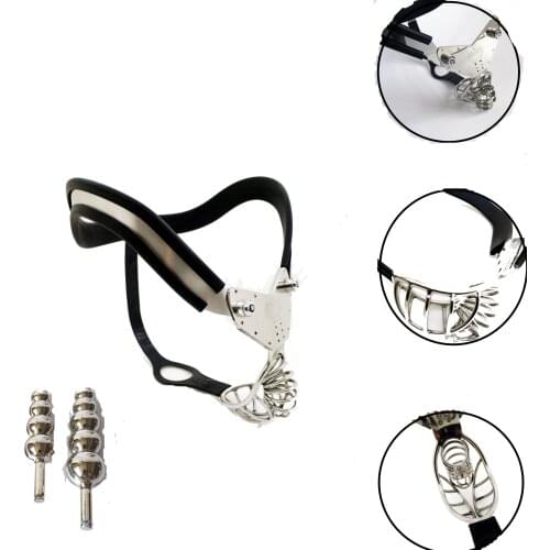 Stainless Steel Male T-type Chastity Belt Hollow Cage Arc Chastity Device Men Set Metal Chastity Bird Lock BDSM Adult Products