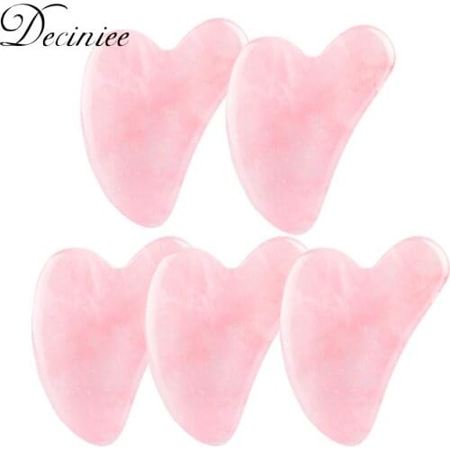 5PCS Rose Natural Jade Stone Gua Sha Set Face Massager Scraper Massage Quartz Guasha Board Pressure Therapy For Face Neck Body