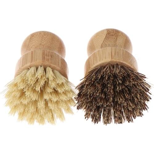 New High Quality Kitchen Cleaning Brush Sisal Palm Bamboo Short Handle Dish And Pot Brush Can Be Reused