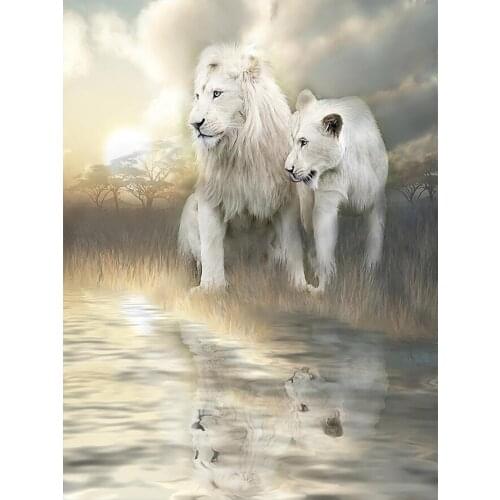 New White lion Animal Diamond Painting Square&Round Full Drill Nouveaute DIY Mosaic Embroidery 5D Cross Stitch home decor gifts