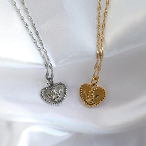 Joolim PVD Plated Stainless Steel Heart Angel Necklace Trendy Necklace Jewelry Supplier
