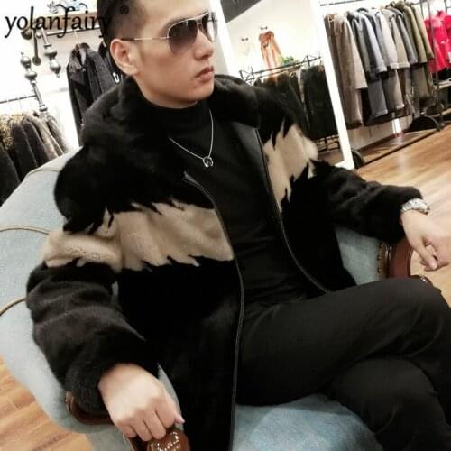 Real Fur Coat Plus Size Natural Mink Fur Coat Winter Jacket Men Real Shearling Outwear for Mens Clothing Veste Homme M001 YY740