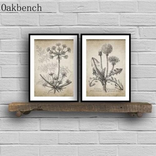 Rustic Plants Flower Posters And Prints Farmhouse Wall Art Botanical Canvas Painting Antique Wall Pictures For Living Room Decor