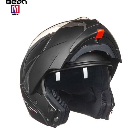 2020 hot selling BEON B-700 helmet flip up motorcycle matt black abs material casco with double lens