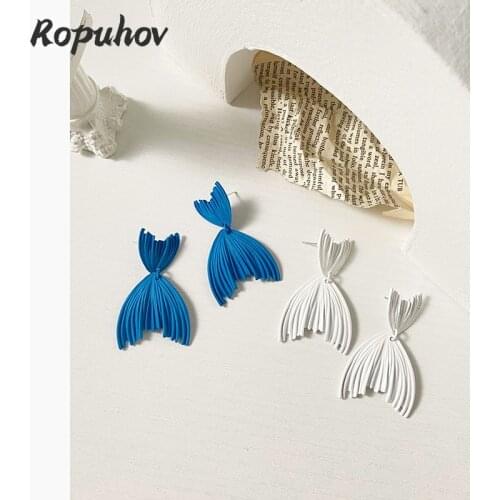 Ropuhov 2021 925 Silver New Woman Jewelry Pin Style Exaggerated Earrings Women Creative Fishtail Modeling New Trendy Stud