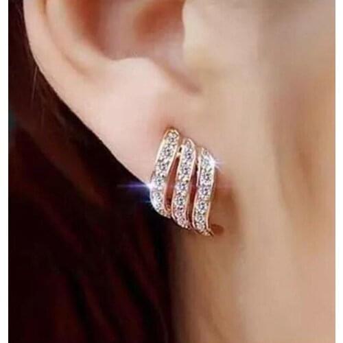 Earrings Jewelry Fashion Gold Color Korean Style Simple Crystal Earrings for Women Wedding Jewelry Bridal Engagement Earrings