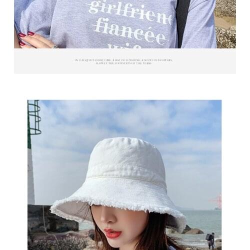 Fishermans Hat Ladys Summer Denim Washable Wool Sunshade Hat with Small Round Face In Korean Version Bucket Hat